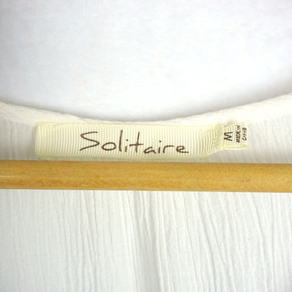 Solitaire Cream Boho Embroidered Tank Top sz M - Picture 3 of 6